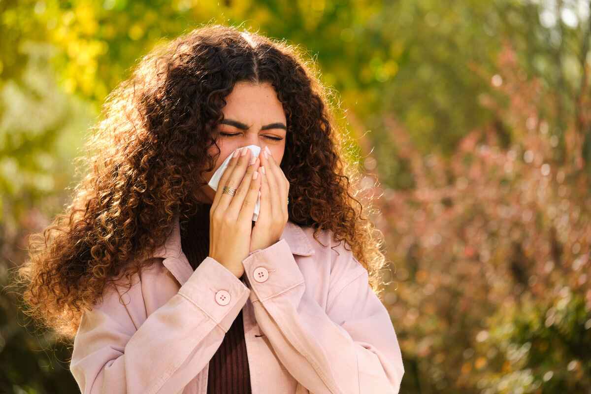 Woman with a runny nose