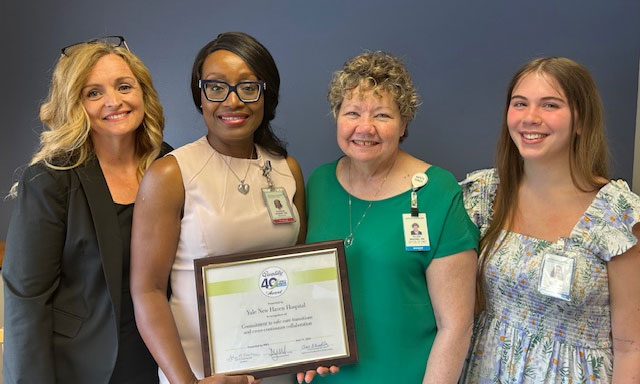 Kathleen O’Leary, RN, Yale New Haven Health vice president, Post Acute Care Services; Olukemi Akande, MD, physician executive director, YNHHS Post Acute Care; Ellen Macone, performance manager, YNHHS Post Acute Care; and Erin Mullane, project manager, Yale New Haven Hospital Care Management