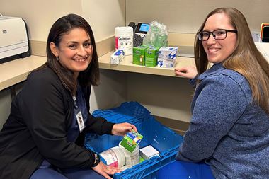 Jennifer Arce, medical assistant, (left) and Jackie O’Connor, RN